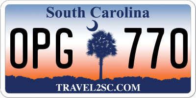 SC license plate OPG770