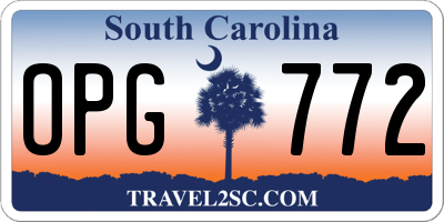 SC license plate OPG772