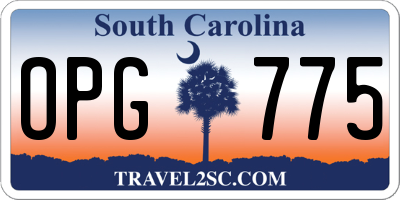 SC license plate OPG775