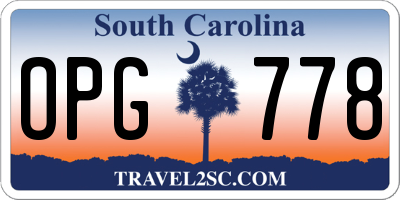 SC license plate OPG778