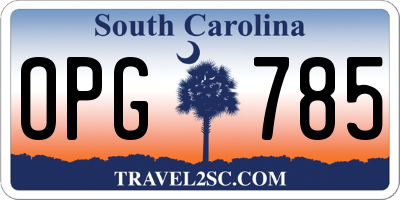 SC license plate OPG785