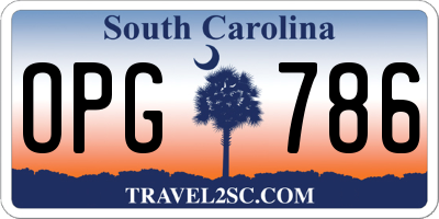 SC license plate OPG786