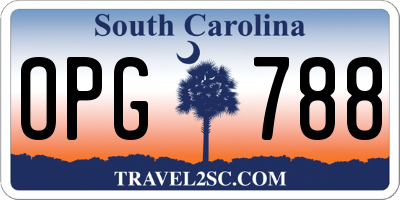 SC license plate OPG788