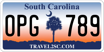 SC license plate OPG789