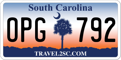 SC license plate OPG792