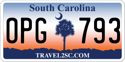 SC license plate OPG793