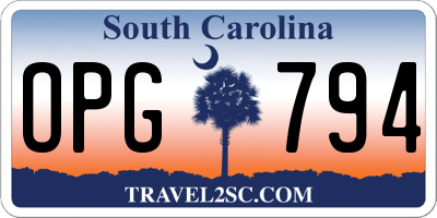 SC license plate OPG794