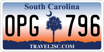 SC license plate OPG796
