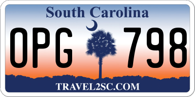 SC license plate OPG798