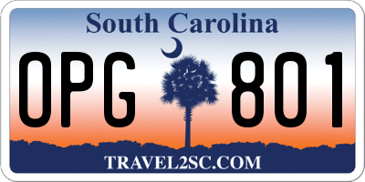 SC license plate OPG801