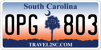 SC license plate OPG803