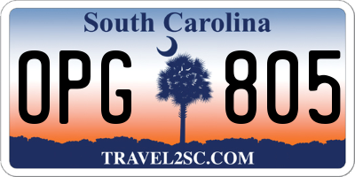 SC license plate OPG805