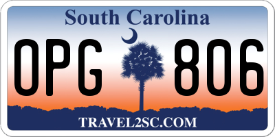 SC license plate OPG806