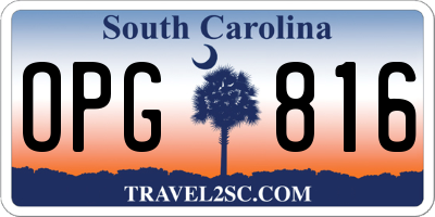 SC license plate OPG816
