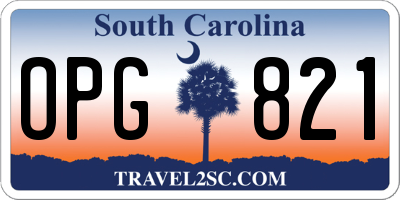 SC license plate OPG821