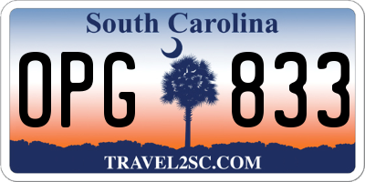 SC license plate OPG833