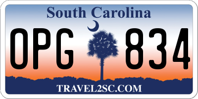 SC license plate OPG834