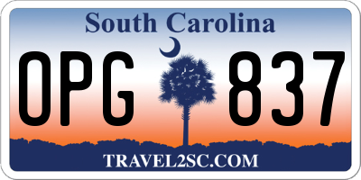 SC license plate OPG837