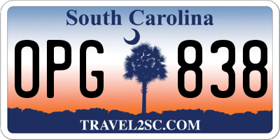 SC license plate OPG838