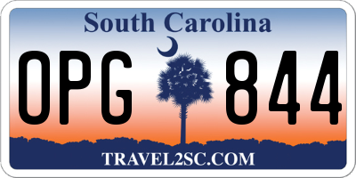 SC license plate OPG844
