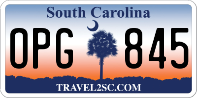 SC license plate OPG845