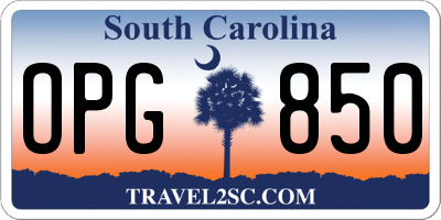 SC license plate OPG850