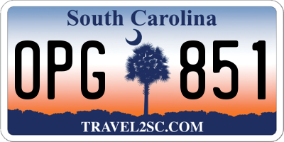 SC license plate OPG851