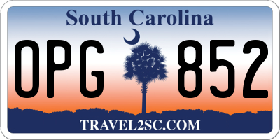 SC license plate OPG852