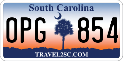 SC license plate OPG854