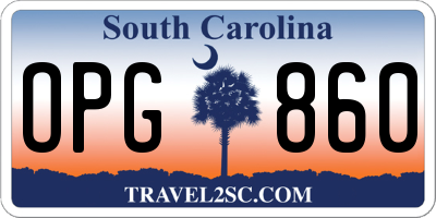 SC license plate OPG860