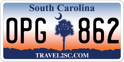 SC license plate OPG862
