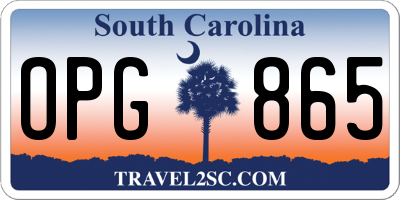 SC license plate OPG865