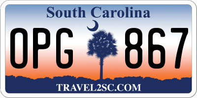 SC license plate OPG867