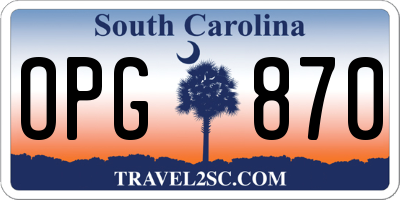 SC license plate OPG870