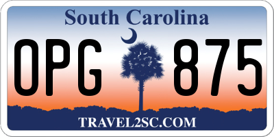 SC license plate OPG875