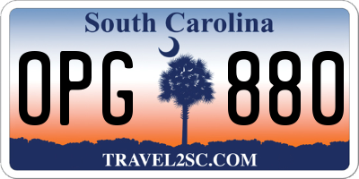 SC license plate OPG880