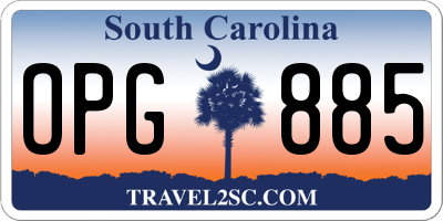 SC license plate OPG885