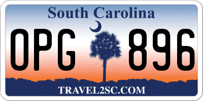 SC license plate OPG896