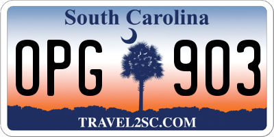 SC license plate OPG903
