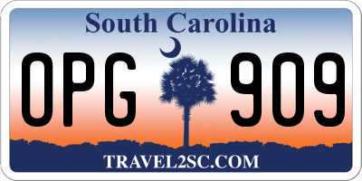 SC license plate OPG909