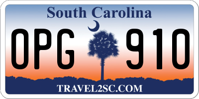 SC license plate OPG910