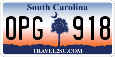 SC license plate OPG918