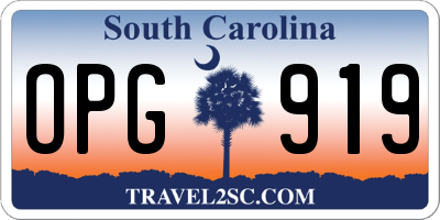 SC license plate OPG919