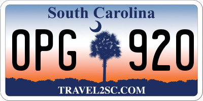 SC license plate OPG920