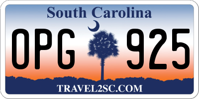 SC license plate OPG925