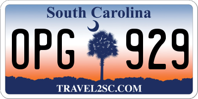 SC license plate OPG929
