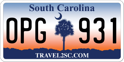 SC license plate OPG931