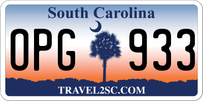 SC license plate OPG933