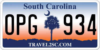 SC license plate OPG934