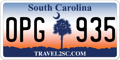 SC license plate OPG935